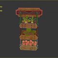 Wooden Vertical Planter Rack With Green Leaves Small Yellow Flowers And Red Plants