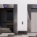 Modern Elevator Design Featuring Geometric Gray Wall Panels And Floor Indicators 3d model