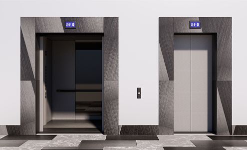 modern elevator hall 3d model