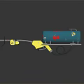 Portable Commercial Gas Cylinder Equipment With Blue Tank Yellow Wheeled Base And Red Markings