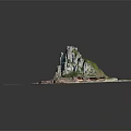 Rocky Terrain Model With Steep Cliff Formations And Green Vegetation Coverage 3d model