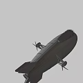 Sleek Gray WARPHANTOM Airship With Military Design And Propellers 3d model