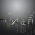Essential Industrial Construction Components Including Metal Ladders Railings Poles And Tools