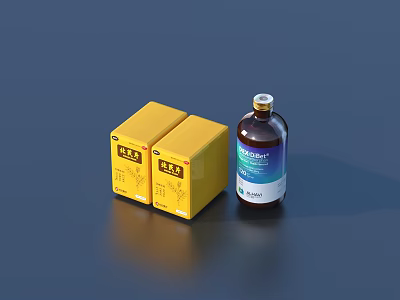 Household Supplies With Two Yellow Boxes And A Brown EcoClean Labeled Bottle 3d model