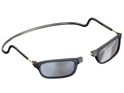 Stylish Black Square Frame Sunglasses With Curved Temples Dark Lenses And Metal Accents 3d model