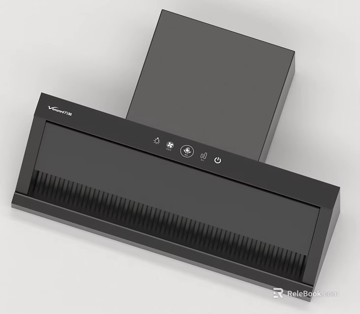 TecnoAir Black Modern Range Hood With Control Panel For Kitchen Appliances 3d model 