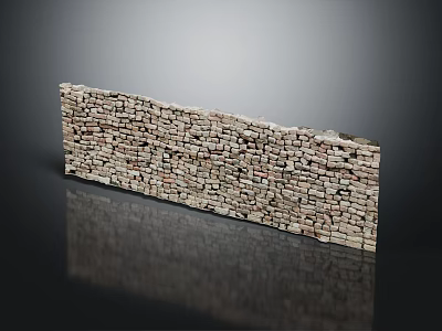 Stacked Wood and Stone Wall with Textured Surface and Natural Color Tones 3d model