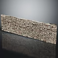 Stacked Wood and Stone Wall with Textured Surface and Natural Color Tones