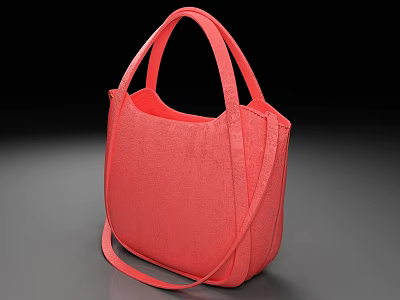 Pink Leather Handbag With Top Handles Detachable Shoulder Strap And Minimalist Design 3d model
