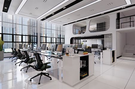 modern public office area office space 3d model