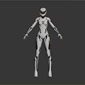 Futuristic Robot Character With White And Gold Mechanical Body Standing Stance