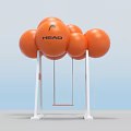 Fun HEAD Swing With Orange Ball Shaped Structure And White Frame Red Seat 3d model