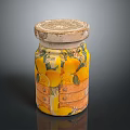 Decorative Storage Jar With Lemon Print And Wooden Lid For Home Decor