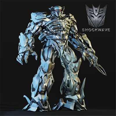 Shockwave Robot Decorative Figurine Set With Detailed Metallic Design For Collection 3d model