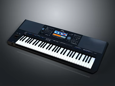 Modern Electronic Keyboard with Digital Display and Touch Control Panel and Responsive Piano Keys 3d model