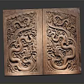 Traditional Wooden Carving Panels With Intricate Dragon Patterns And Detailed Designs