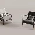 Elegant Accent Chairs With Light Gray Fabric Black Leather Patterned Pillows And Gold Legs