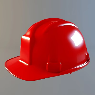 Shiny Red Safety Hat With Glossy Finish For Construction And Workplace Use 3d model
