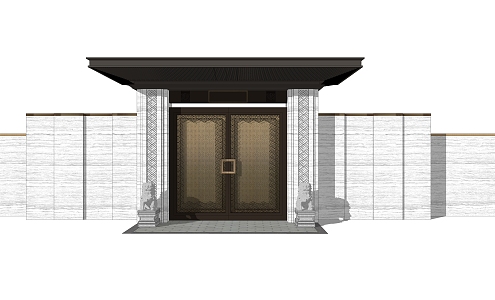 New Chinese Style Door Entrance Door 3d model