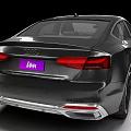 Black Audi Car Front View With Signature Grille Purple License Plate And Headlights