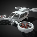 White Quadrotor Drone With Transparent Cockpit And Red Rotor Blades Design