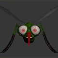 Green Mosquito Character Design With Red Proboscis Large Eyes And Transparent Wings
