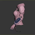 Pink Humanoid Mechanical Armor Suit With Robotic Arms And Sleek Design Features 3d model