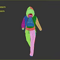Casual Sportswear Set With Hooded Jacket White Inner Top And Blue Track Pants Red Stripes