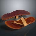 Brown Leather Sandals With Two Straps Simple Design And Comfortable Sole 3d model
