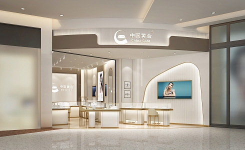 modern jewelry store china gold 3d model