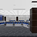 Modern Control Room Interior With Multiple Monitoring Screens Control Consoles And Chairs