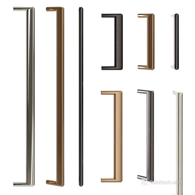 Modern Metal Door Handles With Gold Black Silver And White Color Options 3d model 