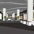 Modern shopping mall shopping mall aisle escalator shopping mall atrium modeling column display cabinet display desk shop 3d model