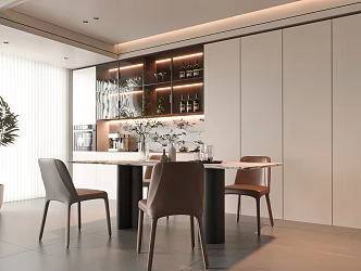 Modern Restaurant Cabinet Restaurant Table and Chair Ornaments 3d model
