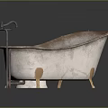 Kids Vintage Bathroom Set With Metal Bathtub Sink Toilet And Brass Feet