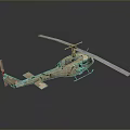 Detailed Military Tactical Helicopter With Brown Camouflage Rotors And Open Door Structure