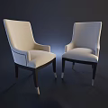 Upholstered Dining Chairs With Light Beige Fabric Armrests Studded Details And Dark Wooden Legs