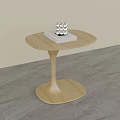 Minimalist Wooden Side Table With Round Top Pedestal Base And Silver Decor