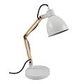 Modern Wooden Arm Desk Lamp With White Shade And Adjustable Design For Home Office Workspace