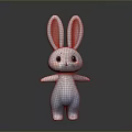 Cute Standing Rabbit Toy With Long Pink Ears Big Eyes And White Blue Gradient Body