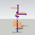Outdoor Commercial Directional Signage Equipment With Purple Orange Pipe Structure For Surf Deck