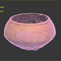 Ancient Orange Pottery Vessel With Carved Patterns And Repaired Cracks 3d model