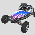 Sporty Off Road Buggy Featuring Colorful Checkered Pattern Large Tires and Roof Spotlights