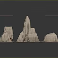Covered Furniture Display With Various Shapes And Sizes On Dark Background