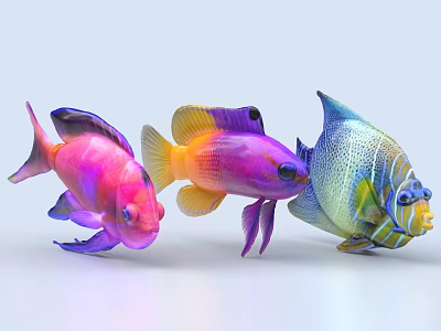 Vibrant Colorful Aquatic Animals Tropical Fish Featuring Diverse Bright Hues And Patterns 3d model