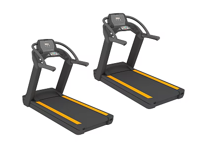 Medical Equipment Treadmills Featuring Black Design Yellow Stripes Control Panel And Two Units 3d model