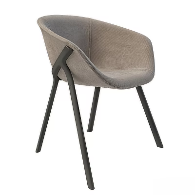 Modern Accent Chair Upholstered in Light Gray with Black Metal Legs and Sleek Design 3d model