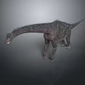 3D Dinosaur Character With Long Neck Spiked Back And Gray Skin Standing On Gray Background