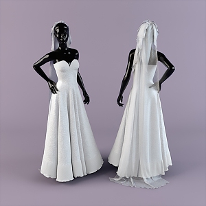 modern wedding dress model 3d model