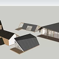 Modern Wooden House Designs With Black Roofs Large Windows And Various Structures